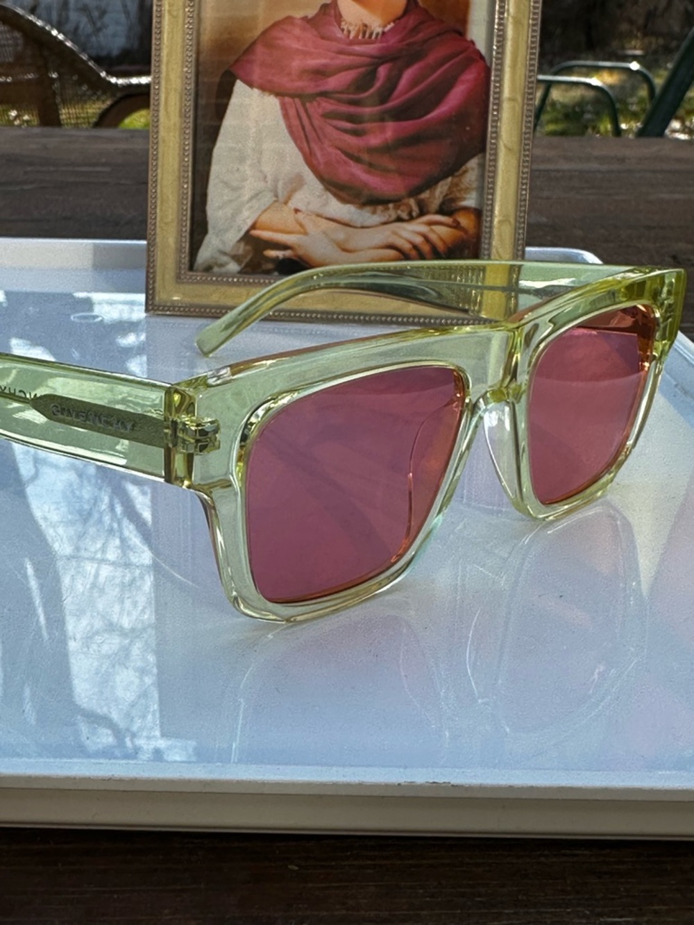 Givenchy GV400020 Translucent Green Sunglasses Pink Lens w/ COA - Picture 4 of 12